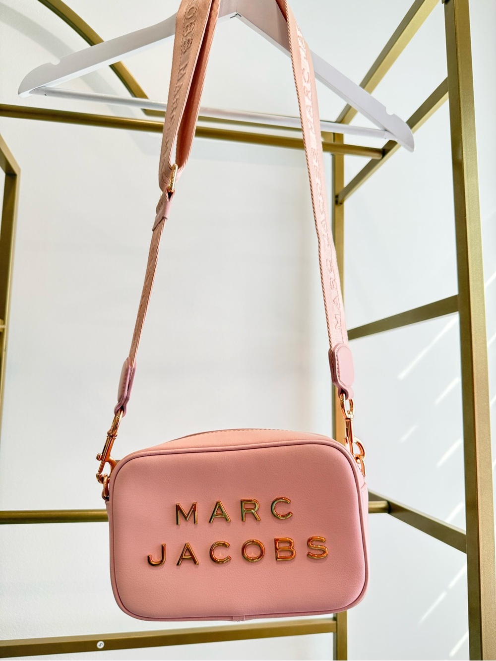 Marc Jacobs Pink Leather Crossbody Camera Bag with Gold Hardware